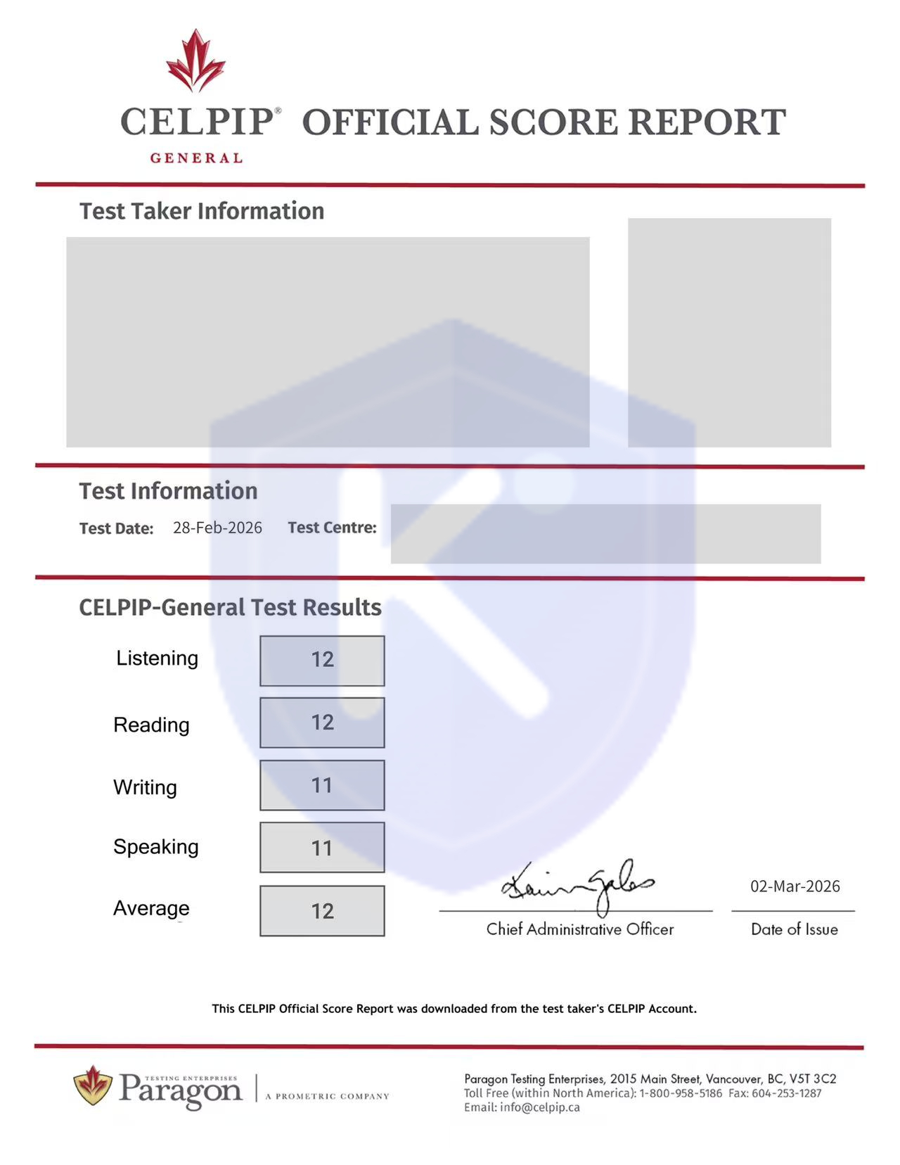 CELPIP 12