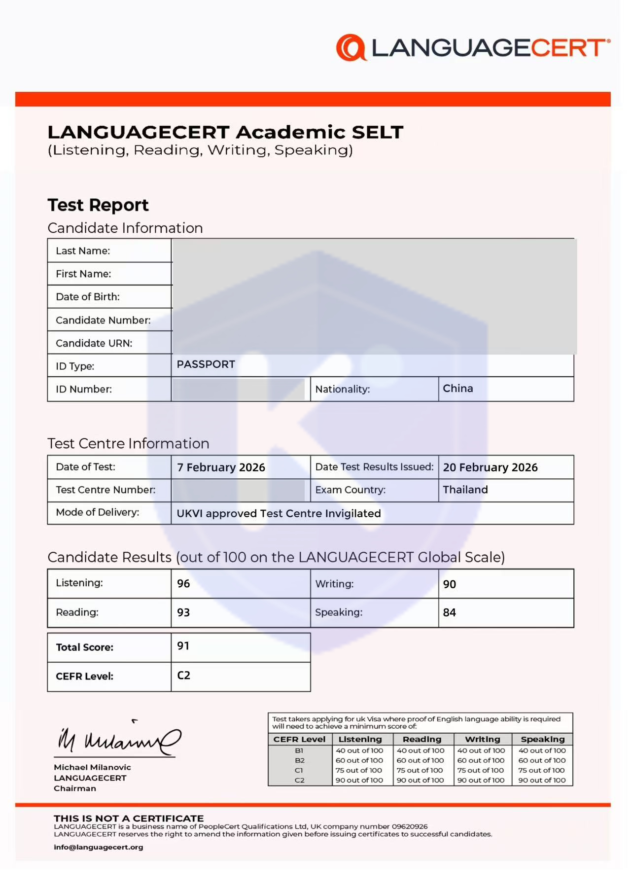 LanguageCert 91